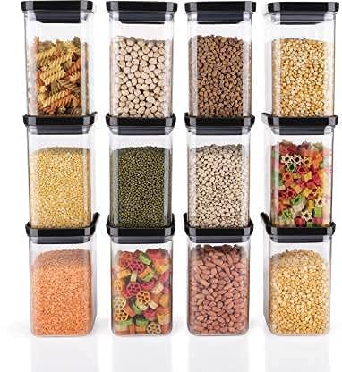 MOXSTAR Unbreakable Air Tight Kitchen Storage Container for Rice,Dal,Atta,Flour,Cereals,Snacks Kit Kat Container (1100MLBlack, 1